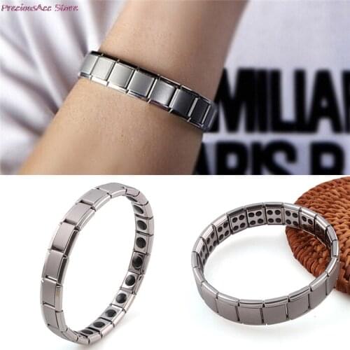 1Pc Titanium Steel Elastic Stretch Bracelet For Men Women Energy Health Bangle