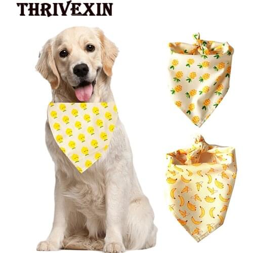 Fruit Print Pet Dog Bandana Small Dogs Cat Scarf Adjustable Cotton Dog Puppy Bandanas Bibs Summer Pet Dog Grooming Accessories