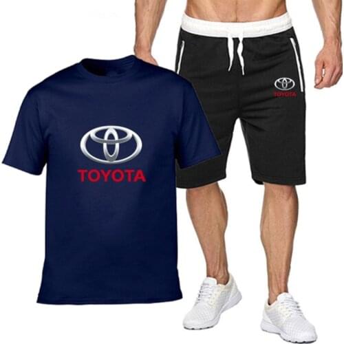 Mens Short Sets for TOYOTA Car Logo Printed Summer High Quality Cotton Sportswear 2Pcs Tshirt Shorts Tracksuit Man Brand Sets