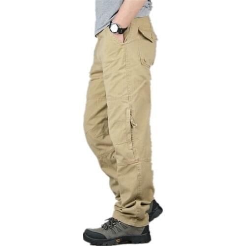 Summer Outdoor Sport Cotton Multi Pocket Overall Long Trousers Mens Tactical Military Training Baggy Cargo Pants Sweatpants