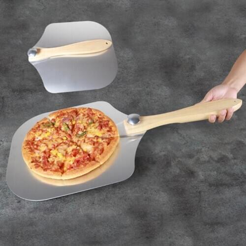 Pizza Peel Shovel with Wooden Handle Cake Shovel Cheese Cutter Peels Lifter Tool Pizza Shovel Baking Pastry Baking Tools