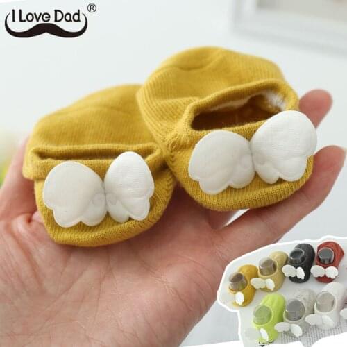 Cute Wing Baby Socks Summer Soft Kids Girl Boy Short Socks With Rubber Soles Anti Slip Solid Color Infant Toddler Ankle Socks