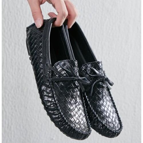 2021 Shoes Man 100% Genuine Leather Man Flat Shoes Casual Loafers Slip On Flats Shoes Moccasins Man Driving Shoes