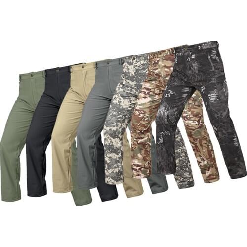 Shark Skin Soft Shell Trousers Winter Waterproof Thermal Fleece Pants Tactical Military Waterproof Hiking Pants Camping Fishing