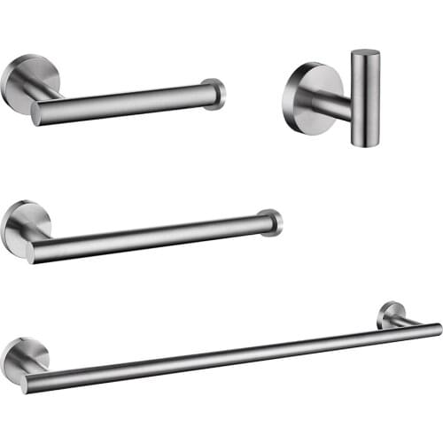 Brushed Mirror Black Bathroom Hardware Set Round Towel Bar Toilet Paper Holder Towel Ring Robe Hook Stainless Steel DIY