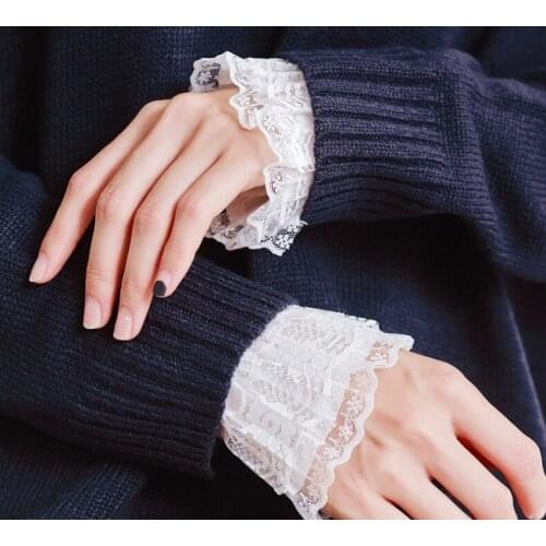 New Detachable Shirt Pleated Flare Sleeve False Cuffs Solid Color Pleated Layered Wristband Decorative Women Clothing Accessory
