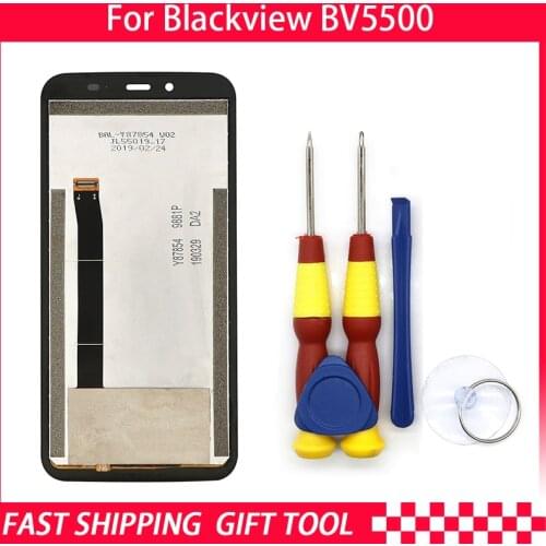 New Original Touch Screen LCD Display LCD Screen For Blackview BV5500 Replacement Parts + Disassemble Tool+3M Adhesive