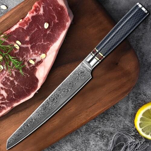 8 Inch Filleting Sushi Knives 67Layer Damascus Steel Japanese Sashimi Chef Knife Sharp Slicing Cleaver Salmon Fish Sushi Knife