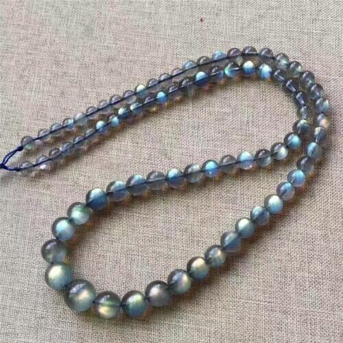 Natural Labradorite Strong Blue Light Gems Stone Charming Necklace 5-10mm AAAA