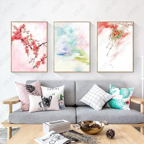 Chinese Style Poster Floral River Plant Canvas Painting Classical Art Wallpaper Print Picture Craft for Home Office Decoration