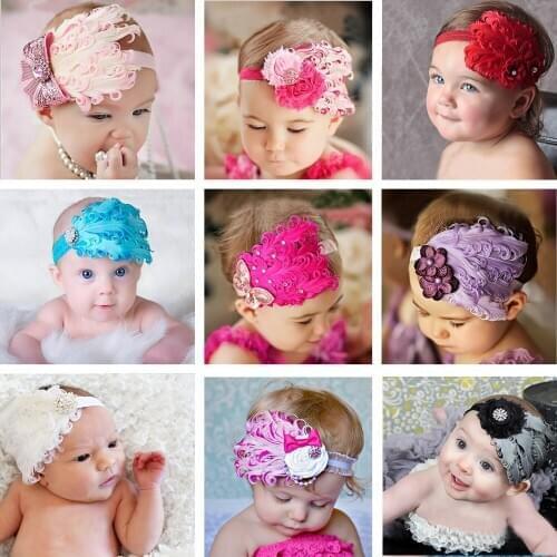 Kids Baby Girls Bebe Children Supreme Toddler Kids Baby Infant Girls Feather Headband Hair Accessories Photo Props Headwear