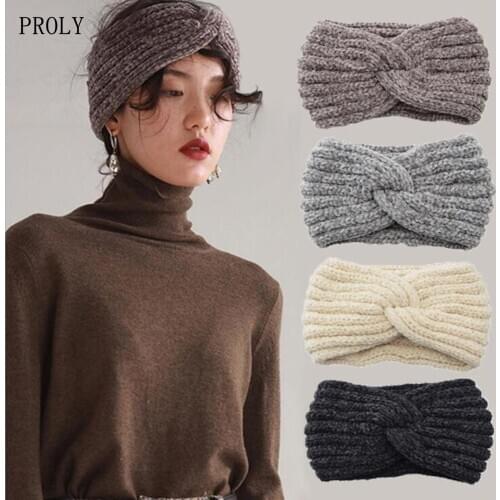 PROLY New Fashion Women Turban Winter Spring Headband High Elastic Hair Band Adult Knitted Hairband Girls Hair Accessories