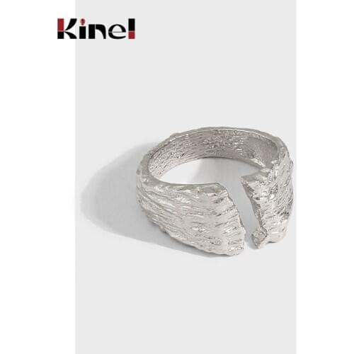 Kinel Texture Adjustable Open Bijoux 925 Sterling Silver Rings for Women Jewelry Making Fashion Jewelry Gifts