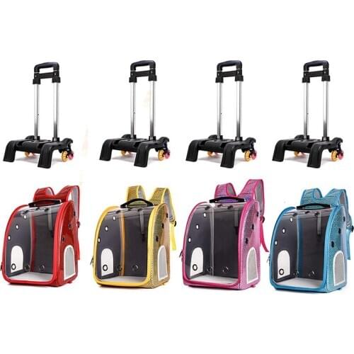 Detachable Pet Dog Cat Trolley Backpack Carrier Transparent Outdoor Travel Wheel Shoulder Bag Case Carrier Box For Dogs Puppy