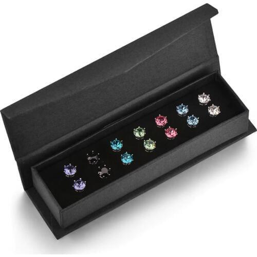 7Pairs/Set Crystals From SWAROVSKI Stud Earrings 7 Colors Weekly Jewelry For Women Girls Silver Color Simple Round Piercing