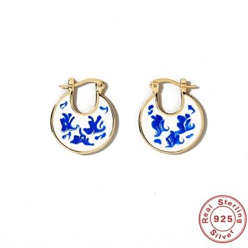 AIDE 2021 Trend 925 Sterling Silver Hanging Earrings For Women Blue Vintage Earrings Ear Piercing Pendientes Jewelry Gift Aretes