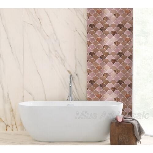 Cute Faned scale shape metail copper kitchen mosaic tile for home decoration