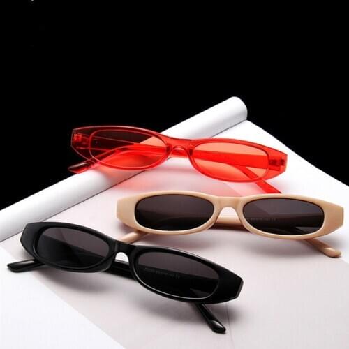 Vintage Rectangle Sunglasses Women Cat Eye Designer Ladies Small Frame Black Red Sun Glasses Brand Retro Skinny Eyewear