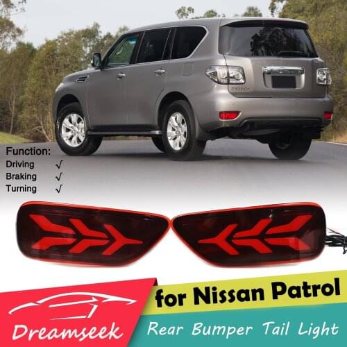 LED Reflector Rear Bumper Tail Light for Nissan Patrol Y62 2012-2019 Stop Brake Lamp with Dynamic Sequential Turn Signal