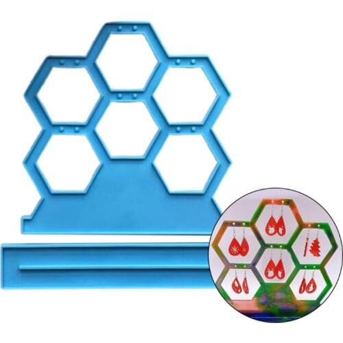 T5UF Epoxy Resin Mold Handmade Honeycomb Earrings Pendant Casting Silicone Mould DIY Crafts Jewelry Making Tool