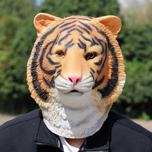Tiger mask Halloween latex animal mask cos masquerade party headgear