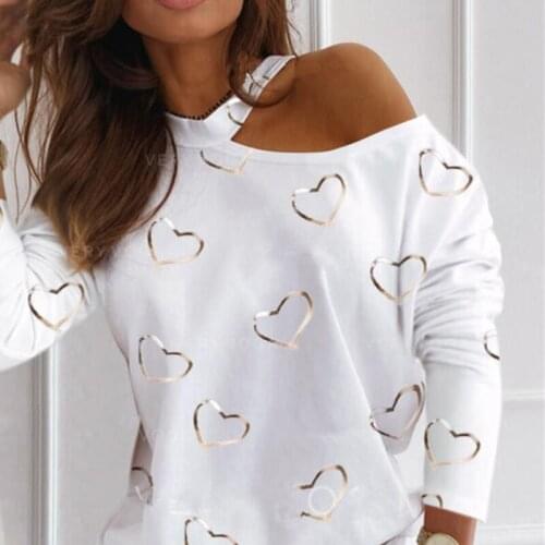 Spring Autumn Womens T-Shirt Letter Print Halter Strapless Sexy Ladies Top Fashion Casual Long Sleeve T-Shirt for Female