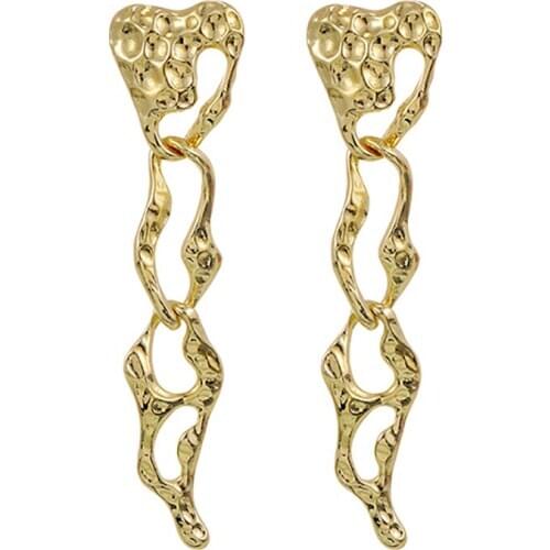 ZHINI Jewelry Statement Big Earrings Long Drop Dangle Earrings For Women Golden Heart Hollow Earring Wedding Fashion Jewelry