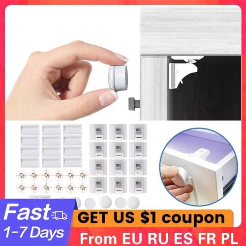 Magnetic Child Protection Lock Baby Safety Cabinet Drawer Door Lock Children Safety Lock Kids Security 12+3/16+4 With 1 Cradle