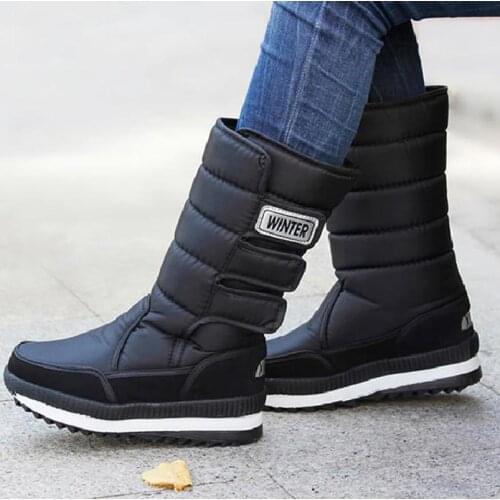 Women snow boots 2021 warm fur inside winter boots woman shoes no-slip hook & loop waterproof female boot