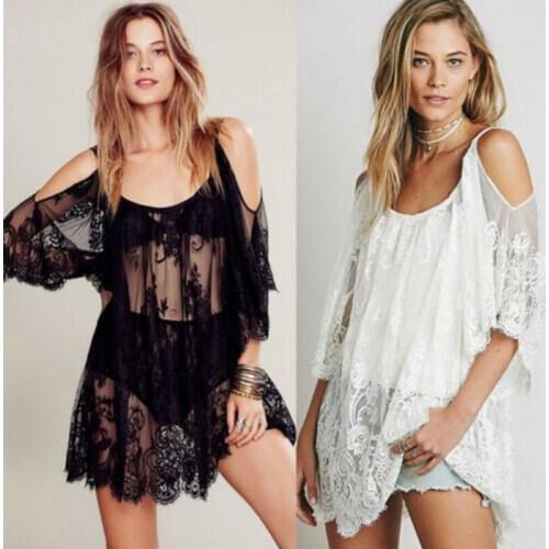 Women Bathing Suit Lace Crochet Bikini Swimwear Cover Up Casual Beach Lace Dress