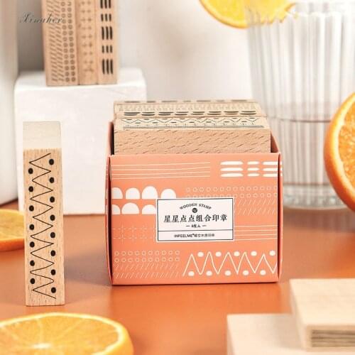 1set Vintage Circle dot Strip geometric stamp DIY wooden rubber stamps for scrapbooking stationery scrapbooking standard stamp