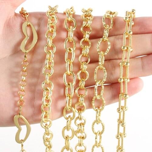 1m/lot Gold Plated Oval Round Heart Shape Chains Metal Copper Chain for Jewelry Making DIY Bracelet Neckalce Earrings
