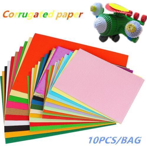 10pcs/bag A4 Corrugated Paper Solid Color Flower Wrapping Gift Packing Paper Children DIY Cards Handmade Crafts Scrapbook Paper