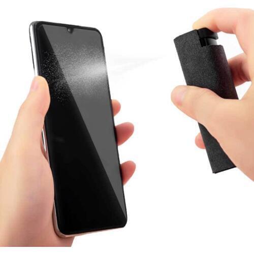 Newest 2 In 1 Phone Screen Cleaner Spray Computer Mobile Phone Screen Dust Removal Tool Microfiber Cloth Set Cleaning Artifact