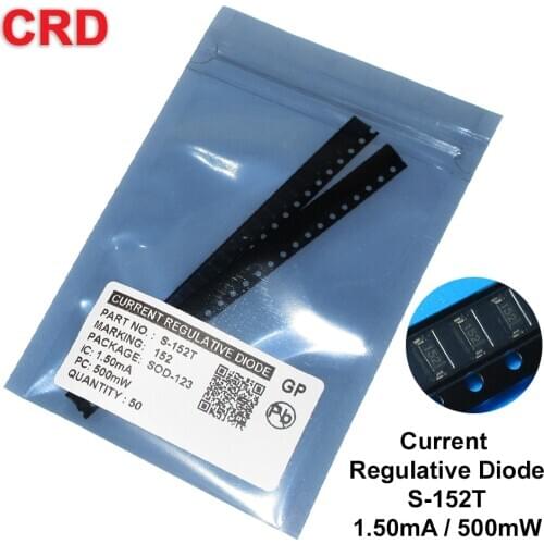 50PCS/LOT CRD Diode kit S-152T 1.5mA SMD SOD-123 CURRENT REGULATIVE DIODES NEW Free shipping It can be applied to sensors