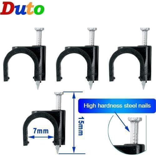 Free Shipping 50PCS PE Plastic Cable Clip C Shaped High Carbon Steel Nails Cable clips Wire Wall holder 1/4" 6mm Tube support