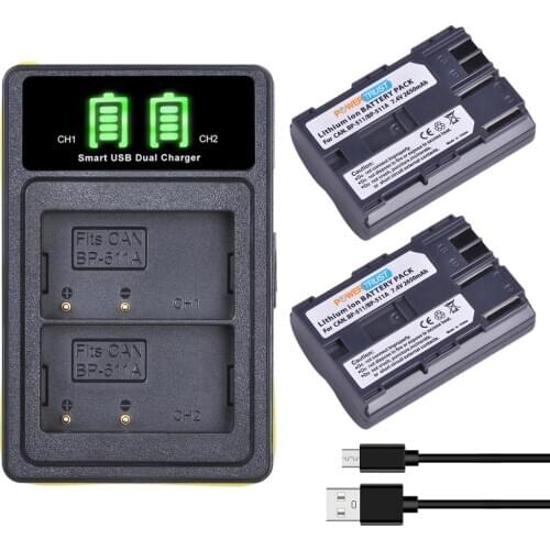 BP-511 BP-511A Battery and Charger for Canon EOS 5D 10D 20D 20Da 30D 40D 50D 300D D30 D60 Rebel PowerShot G1 G2 G3 G5 G6
