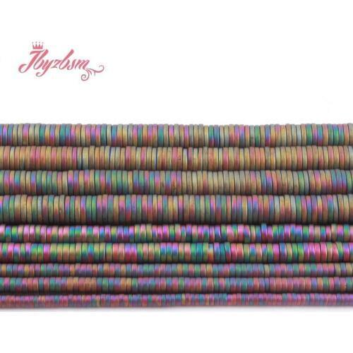 Natural Hematite Multicolor Forst Rondelle Button Stone Beads For Jewelry Making DIY Necklace Bracelet Loose 1x2/1x3/1x6mm 15"