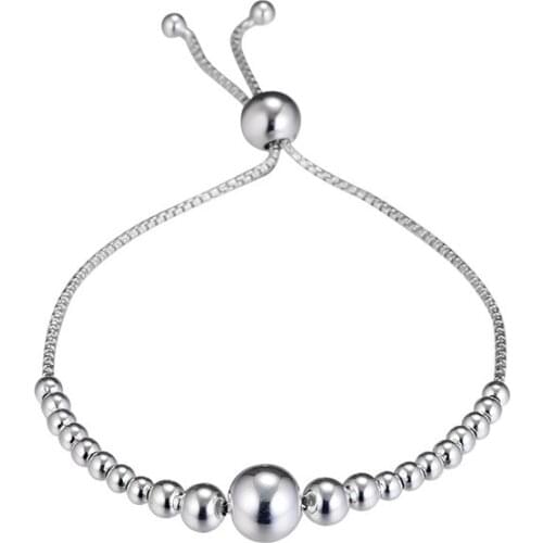 String of Beads Women Bracelets Round Balls Sliding Adjustable Chain Bracelets for Women 925 Sterling Silver Bracelets Jewellery