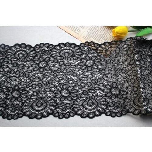 2 Yards Black Handmade Decoration Elastic Lace Fabric Stretch Lace Trimmings Wedding Dress Skirt Lace 20CM
