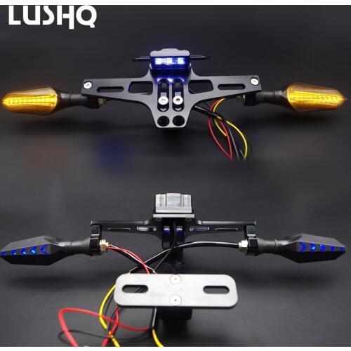 CNC Motorcycle License Plate Bracket holder Adjustable Flow LED for honda shadow 750 yamaha fz6r yamaha wr suzuki ltz yamaha r1