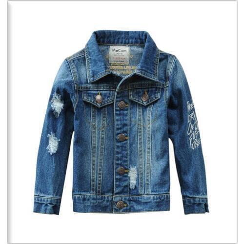 2-10Y Baby Boys Outerwear & Coat Girls Hole Denim Jackets Coats New embroidery Spring Children Outwear Coat Kids Denim Jacket