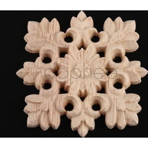 Dophee 1pcs 4/6/8cm Mutli Style Unpainted Woodcarving Corner Decal Wooden Carved Onlay Applique Frame Furniture Home Decoration