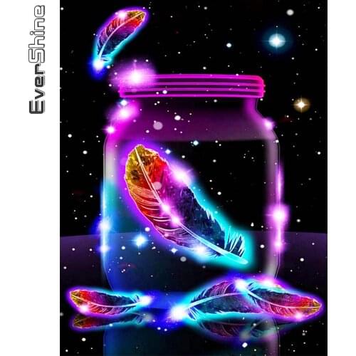 Evershine Diamond Painting Bottle New Arrival Diamond Embroidery Feather Cross Stitch Mosaic Scenery Wall Decor Art