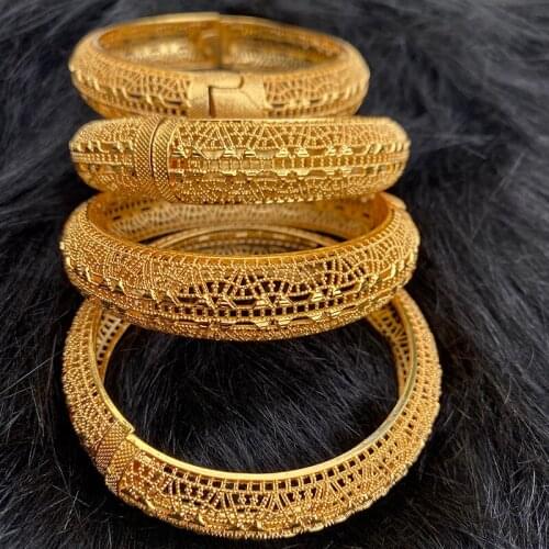 4pcs/lot Indian Bangles Gold color Bangle&Bracelet Dubai Bangles For Women Africa Jewelry Ethiopian Wedding Bride Jewelry Gift