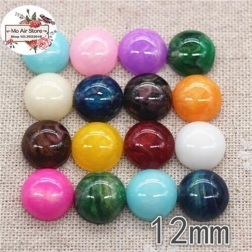 50pcs 12mm mix color shiny pearlescent round Buttons Home Garden Crafts Cabochon Scrapbooking DIY Accessories craft