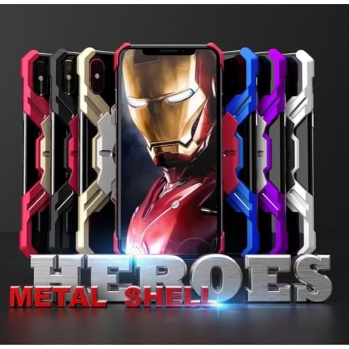 Metal Back Case for iPhone xr Shockproof Anti-Drop Aerospace Aluminum Light Cover for iphone xs max