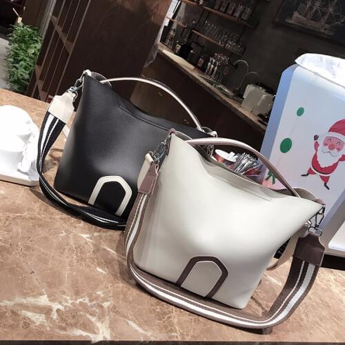 Fashion candy Women Hand Bucket Bags Female Simple Shoulder Bags Black Pu Leather Handbags Casual Tote Bag Bolsas Mujer