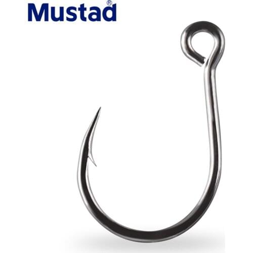 Mustad 10121 φ1.32-2.94mm big eye barbsd single Sea hooks high carbon steel Snakehead tackle for Jigbait Lure Sea Fishing Pesca