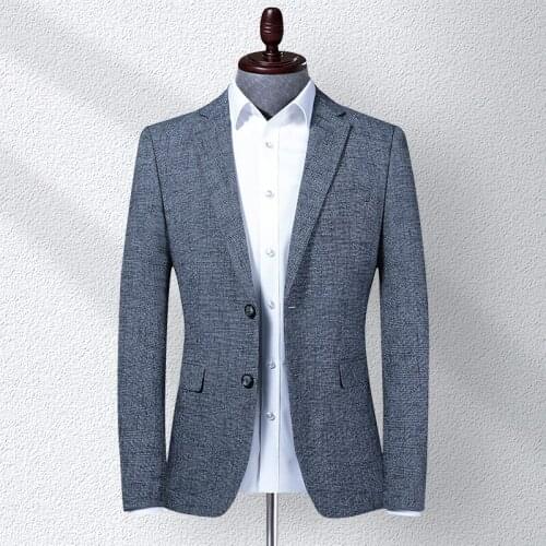 Mens casual business fashion blazer suit mens high-quality solid color pocket slim-fit gentleman blazer
